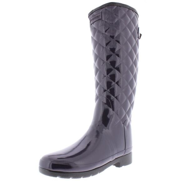 Hunter Womens Refined Gloss Purple Tall Knee-Length Rain Boots Shoes New - Picture 1 of 2